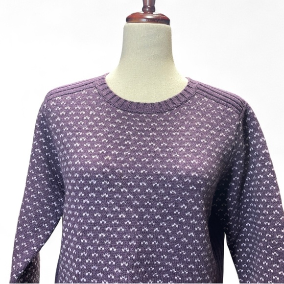 L.L. Bean women's purple classic lambswool birdseye knit sweater size M - Picture 3 of 11